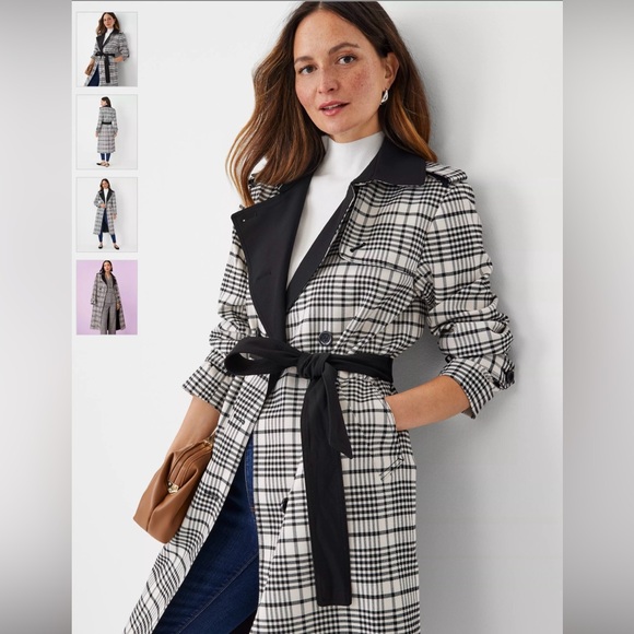 Ann Taylor Jackets & Blazers - NWT Ann Taylor Twill Plaid Trench Coat Size L